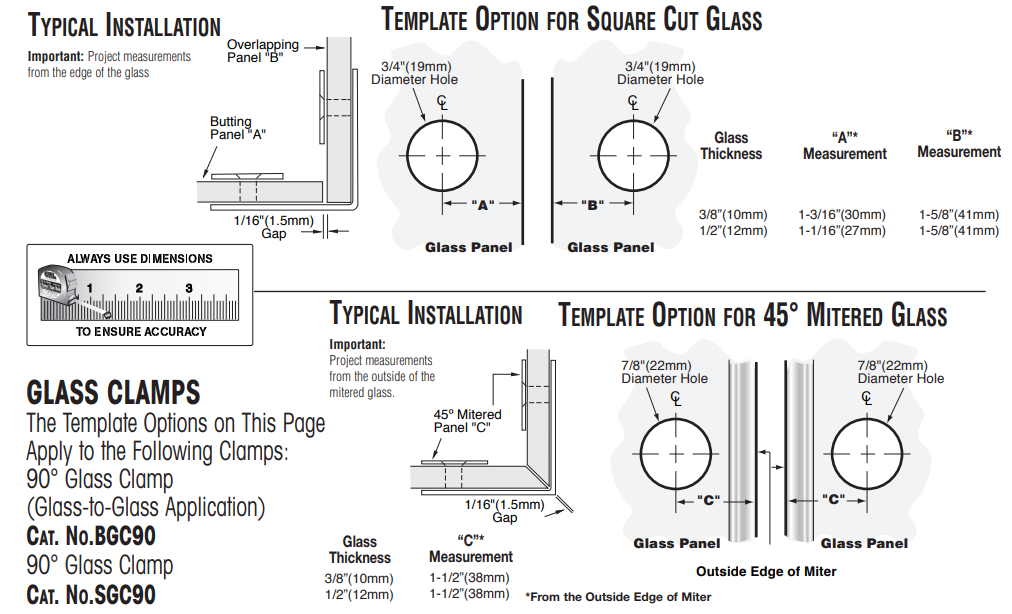 Glass clamp - bevelled edge glass to glass clamp