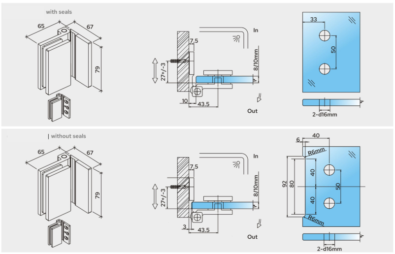 Bifold hinge - glass to wall